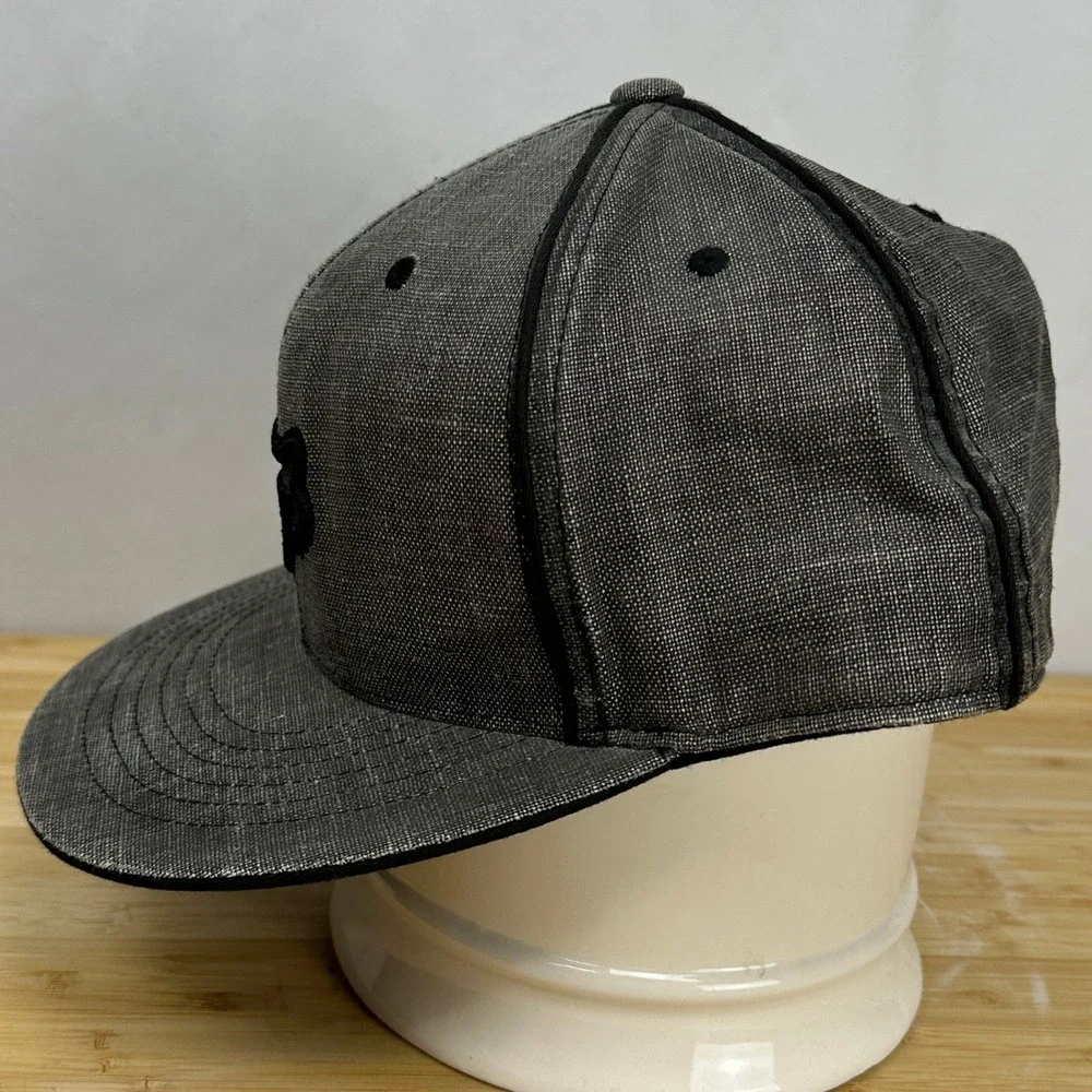 Fox Racing 210 Fitted Hat Flexfit Grey‎ Linen Blend Flat Brim Cap 6 7/8 - 7 1/4